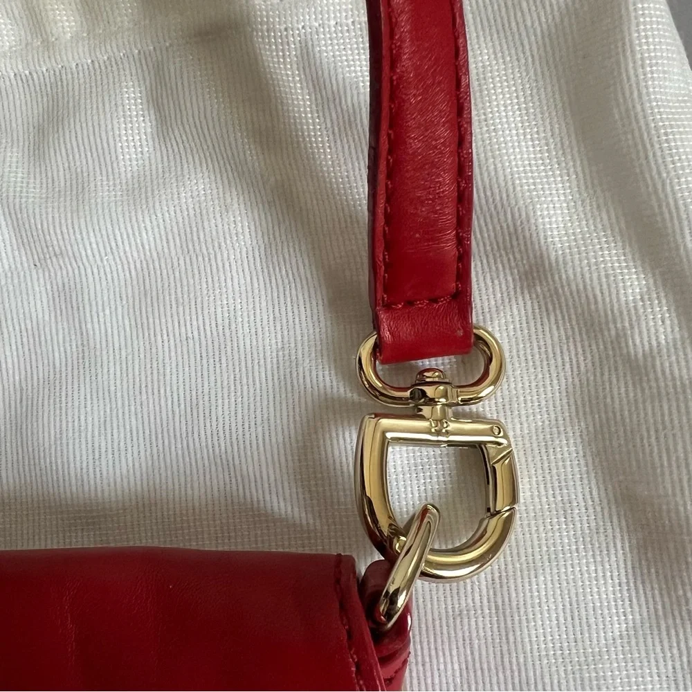 Kate Spade vintage red leather flap shoulder bag with gold tone hardware VTG